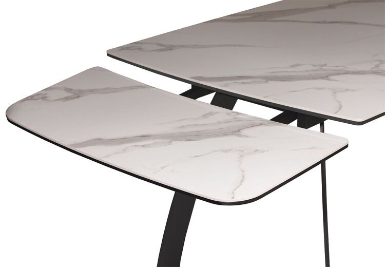 Стол обеденный LORENZO 140MR черный / керамика мрамор Bianco Lasa глянец